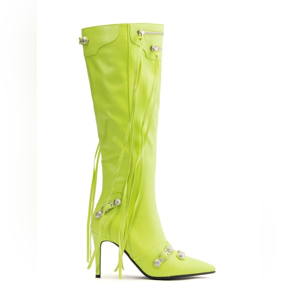 AZALEA WANG MAEVE STILETTO EDGY BOOTS IN LIME GREEN size 9 - Picture 7 of 12